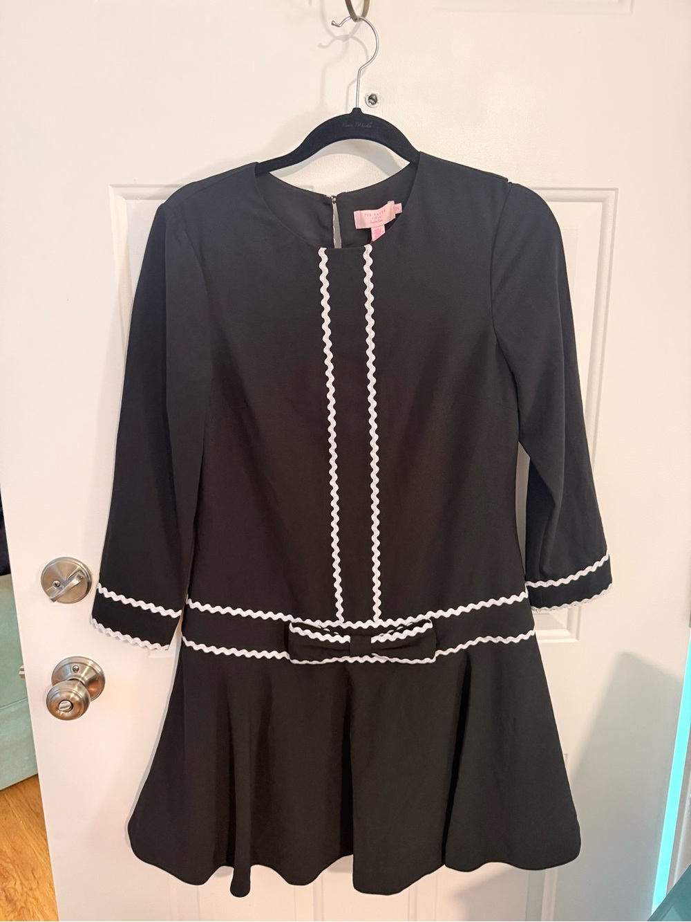 Ted Baker London Black Mini Dress with White Ric-Rac Trim
